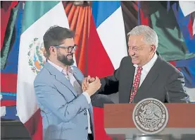  ?? EFE ?? Sonrisas. El discurso de Boric incomodó a su par, López Obrador.