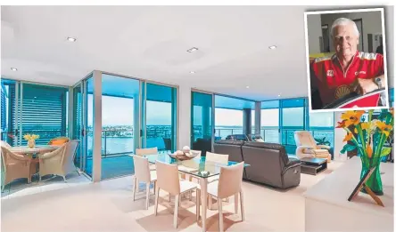  ??  ?? Dick Johnson’s luxury sub-penthouse in the Icon building is on the market, and (inset) the Aussie motorsport legend.