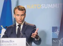  ?? Bloomberg ?? French President Emmanuel Macron disputed his American counterpar­t’s version of what was agreed at the meeting