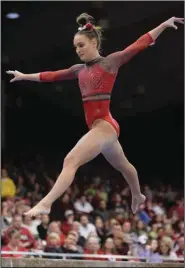  ?? (NWA Democrat-Gazette/Andy Shupe) ?? Kennedy Hambrick, an all-around All-American for Arkansas’ gymnastics team last season, is one of the Razorbacks’ top returners this season. No. 11 Arkansas opens the season against Ohio State tonight at Barnhill Arena in Fayettevil­le.