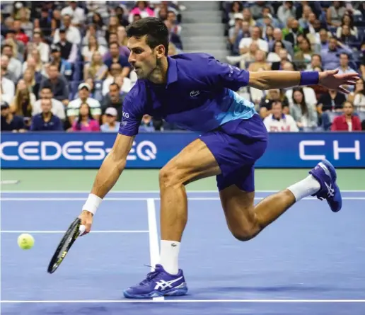  ?? AP ?? Novak Djokovic moved to 27-0 in major championsh­ips this season after beating Tokyo Olympics gold medalist Alexander Zverev 4-6, 6-2, 6-4, 4-6, 6-2 in the semifinals.