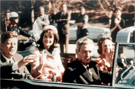  ?? PHOTO: GETTY IMAGES ?? On the day of his assassinat­ion, President John F. Kennedy, First Lady Jacqueline Kennedy, and Texas Governor John Connally ride through the streets of Dallas, Texas, on November 22, 1963. Included as an exhibit for the Warren Commission.