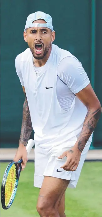  ?? Picture: AFP ?? Nick Kyrgios has landed in hot water for spitting at a fan at Wimbledon.