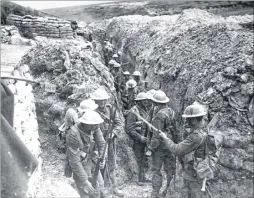  ??  ?? Soldiers from the Lancashire Fusiliers on the Somme