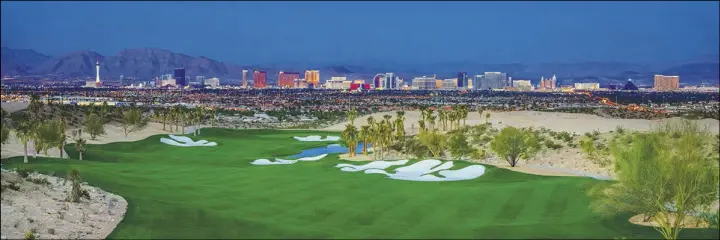  ??  ?? Hole No. 6 on The Summit Club’s championsh­ip golf course has views of the Strip.