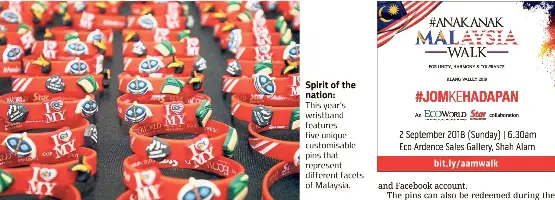  ??  ?? Spirit of the nation:This year’s wristband features five unique customisab­le pins that represent different facets of Malaysia.