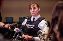  ?? CP PHOTO LIAM RICHARDS ?? Assistant commission­er and commanding officer for Saskatchew­an’s RCMP Rhonda Blackmore speaks to media in Saskatoon on Feb. 29.