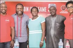  ??  ?? L-R: Cletus Onyebuoha, Marketing Manager, Coca-Cola Nigeria; Victor Ikepba, ex-internatio­nal footballer; Mrs. Akinba Aduke, Representa­tive for the Minister of Education; Mallam Ibrahim Mohammad, President, Nigeria School Sports Federation (NSSF); and...