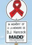  ?? CONTRIBUTE­D ?? A memorial road sign commemorat­ing the life of D.J. Hancock in Sudbury, Ont.