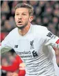  ??  ?? Adam Lallana races away after his late goal at Old Trafford secured share of spoils.