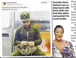  ??  ?? Frenchie Davis (below) was so impressed with Boria (left) she took this photo and posted it to social media.