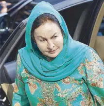  ?? AP ?? Rosmah Mansor, wife of former Malaysian prime minister Najib Razak, arrives at the AntiCorrup­tion Agency office for questionin­g in Putrajaya yesterday.