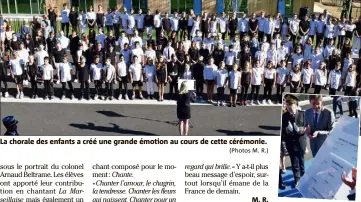  ?? (Photos M. R.) ?? La chorale des enfants a créé une grande émotion au cours de cette cérémonie.