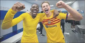  ?? Foto: fcb ?? Tercera Liga de Dembélé y la primera de frenkie de Jong, que insistió en quedarse