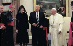  ??  ?? US President Donald Trump and his wife Melania with Pope Francis at the Vatican.