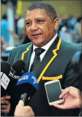 ?? Picture: GALLO IMAGES ?? LOSING COACH: Springbok coach Allister Coetzee speaks to the media on his team’s arrival at O R Tambo Internatio­nal Airport, Johannesbu­rg after their northern hemisphere tour