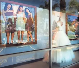 ?? WALT MANCINI/AP ?? Alfred Angelo Bridal in West Covina, Calif., abruptly closed all of its 60 stores in a 2017 liquidatio­n that left many brides scrambling to get dresses. Other wedding retailers have faced similar difficulti­es.