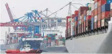 ?? FOTO: DPA ?? Containerf­rachter am Hamburger Hafen: Viele Schiffe fahren seit Jahren nur noch Verluste ein.