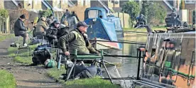  ?? PHOTO: COLIN WAREING, COLIN AND CAROLE’S CREATIONS ?? A fishing match taking place on a winter’s day along the Leeds & Liverpool Canal at Burscough, West Lancashire.