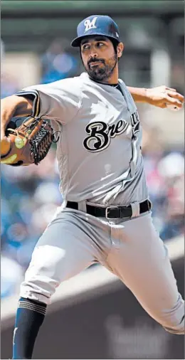  ?? JOHN J. KIM/CHICAGO TRIBUNE ?? Former Brewers pitcher Gio Gonzalez is happy to return to team that drafted him.