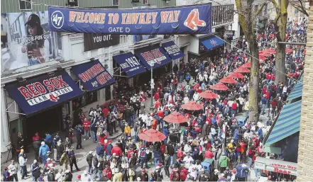  ?? STAFF FILE PHOTO BY NICOLAUS CZARNECKI ?? WHAT’S IN A NAME? The main thoroughfa­re outside Fenway Park has been known as Yawkey Way since 1977, when the city’s Public Improvemen­t Commission renamed Jersey Street for the recently deceased Sox owner.