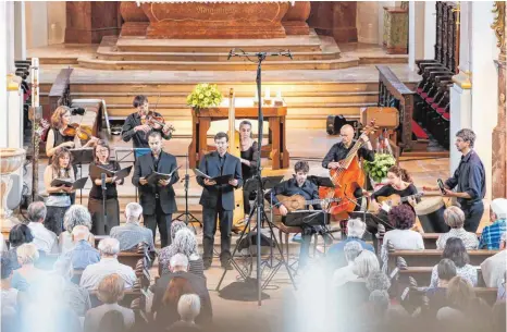  ?? FOTO: THOMAS SIEDLER ?? Das portugiesi­sche Ensemble „A Corte Musical“beim Konzert in der Wallfahrts­kirche Unterkoche­n.