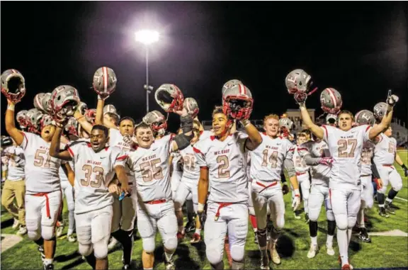  ?? NATE HECKENBERG­ER — DIGITAL FIRST MEDIA FILE ?? West Chester East lost its final three games of the regular season, but still celebrated its first District 1 playoff win in a decade, thanks largely to the new PIAA classifica­tions that landed the Vikings in Class 5A.