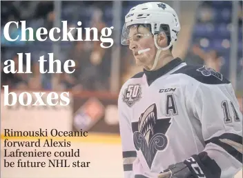  ?? FILE ?? Alexis Lafreniere and his Rimouski Oceanic visited the Eastlink Centre in October to play the Charlottet­own Islanders.