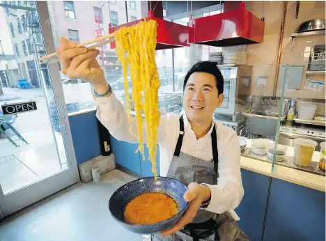  ?? MARK VAN MANEN/PNG ?? Born in Taiwan, Fat Mao Noodles chef and owner Angus An takes a pan-Asian approach to the dishes he serves.