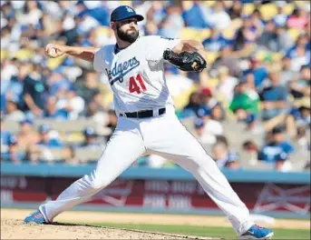  ?? Robert Gauthier Los Angeles Times ?? CHRIS HATCHER RETURNED from the disabled list in mid-August and posted a 1.31 ERA over his last 22 games, making him an eighth-inning setup man for the dependable Kenley Jansen.