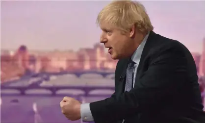  ??  ?? Boris Johnson during his interview on The Andrew Marr Show. Photograph: Jeff Overs/BBC/AFP via Getty Images