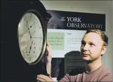  ?? PICTURES: GARY LONGBOTTOM. ?? STARGAZING: Clockwise from left, Alan Bollinton aligns the telescope in the conical roof at York Observator­y; Philip Newton with the Observator­y clock, once deemed the most accurate in York; the attraction is in the Museum Gardens.