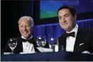  ?? AP FILE ?? CLOSE CONTACT: President Biden and Steven Portnoy, a CBS White House reporter, attend the correspond­ents’ dinner.