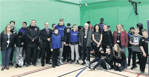  ??  ?? ●●Some of the young people at the Friday Night Project at Rochdale Leisure Centre with councillor­s