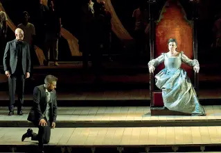  ??  ?? Sul palco «Roberto Devereux» di Gaetano Donizetti, in forma semiscenic­a (ore 19) L’opera manca dai teatri veneziani da 48 anni