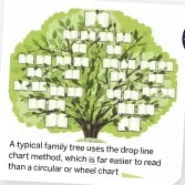  ??  ?? A typical family tree uses the drop line chart method, which is far easier to read than a circular or wheel chart