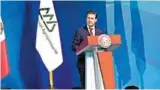  ?? /CORTESÍA ?? El Presidente Enrique Peña Nieto se presentó en el 15 Foro Global Agroalimen­tario 2018 en Puebla