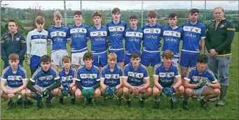  ??  ?? The Coláiste Bhríde Carnew footballer­s who are through to the ‘A’ semi-final after victory over Coláiste Chraobh Abhann in the quarter-final last week.