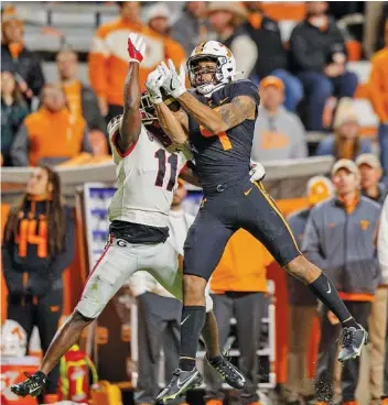  ?? TENNESSEE ATHLETICS PHOTO ?? Tennessee redshirt junior receiver Cedric Tillman racked up 10 catches for 200 yards and a touchdown during the 41-17 loss to Georgia on Nov. 13, which marked just the ninth 200-yard receiving game in program history.