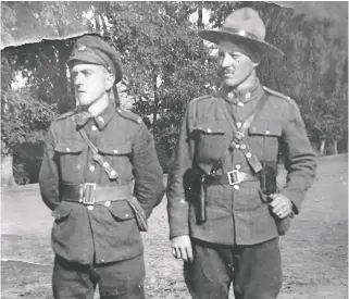  ??  ?? Stan Todd, beside brother Murray, fought in the trenches of Passchenda­ele during the First World War. Doug Todd says his grandfathe­r was left with bullet and shrapnel wounds to his chest, hand and legs.