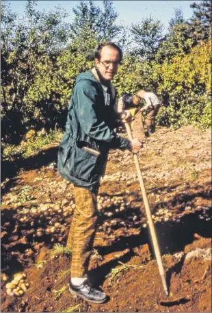  ?? SUBMITTED PHOTO ?? Anthropolo­gists and husband and wife John and Susan Omohundro spent 25 years studying the Northern Peninsula. The gardening techniques of the area were their first fascinatio­n. In this photo, from 1982, John Omohundro is assisting with potato...