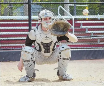  ?? STAFF PHOTO BY NANCY LANE ?? EIGHT IS ENOUGH: Catcher Cal Christofor­i and Belmont earned a bid into the Super Eight baseball tournament and will visit top seed St. John’s (Shrewsbury) tomorrow.