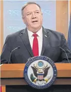  ?? AFP ?? Mike Pompeo warns China not to spread rumours on the US in relation to Covid-19.
