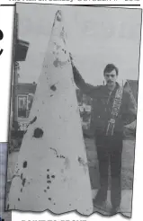  ??  ?? POINT TO PROVE: Paul with the battered aircraft nose cone in 1983