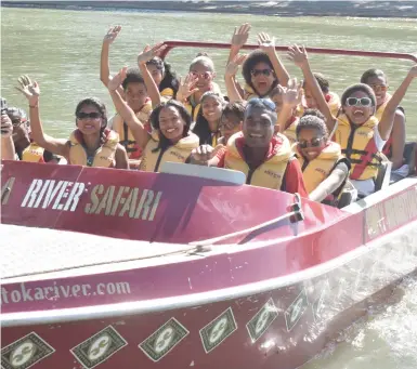  ?? Photo: Waisea Nasokia ?? Miss World Fiji contestant­s on safari on the Sigatoka River yesterday.