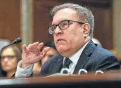  ?? Nicholas Kamm / AFP/Getty Images ?? Andrew Wheeler, nominee to be EPA administra­tor, testifies before a Senate committee Wednesday.