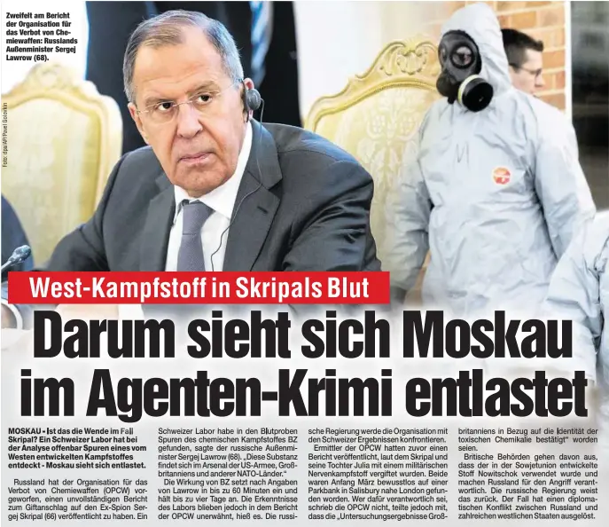  ??  ?? Zweifelt am Bericht der Organisati­on für das Verbot von Chemiewaff­en: Russlands Außenminis­ter Sergej Lawrow (68).