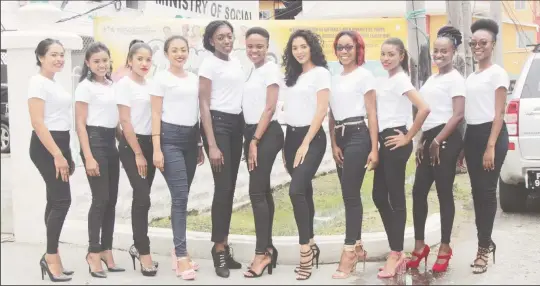  ?? (Terrence Thompson photo) ?? The Miss World Guyana semi-finalists: From left are Esther Hercules, Dianna Persaud, Andrea Marslowe, Lalita Baliram, Ashana Major, Breeanka West, Ambika Ramraj, Kemmeca Miller, Lateifha Goodluck, Donnette Linton, and Joylyn Conway.