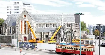  ?? — AFP photo ?? Christchur­ch Cathedral under repair 10 years after a deadly 6.3 magnitude earthquake rocked New Zealand’s second city of Christchur­ch.