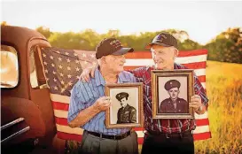  ?? [PHOTO BY JESSIE NEWELL] ?? World War II veterans Arvel R. Winter, 94, and his brother Glen L.R. Winter, 92, both of Meeker, show photograph­s taken when they served in the U.S. Army.